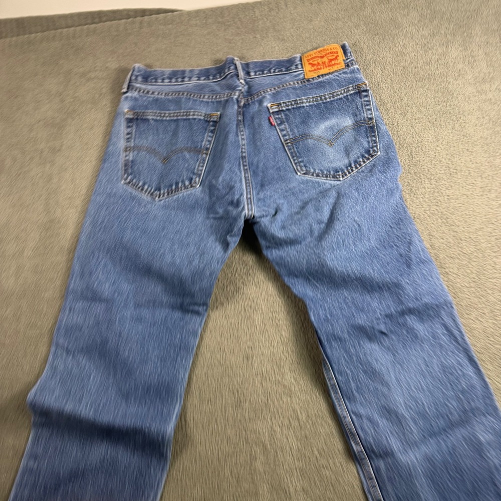 Levis 505 Regular Fit Straight Leg Jeans Mens W37 L30 Medium Wash Blue Denim